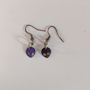 Iridescent Alien Face Drop Earrings